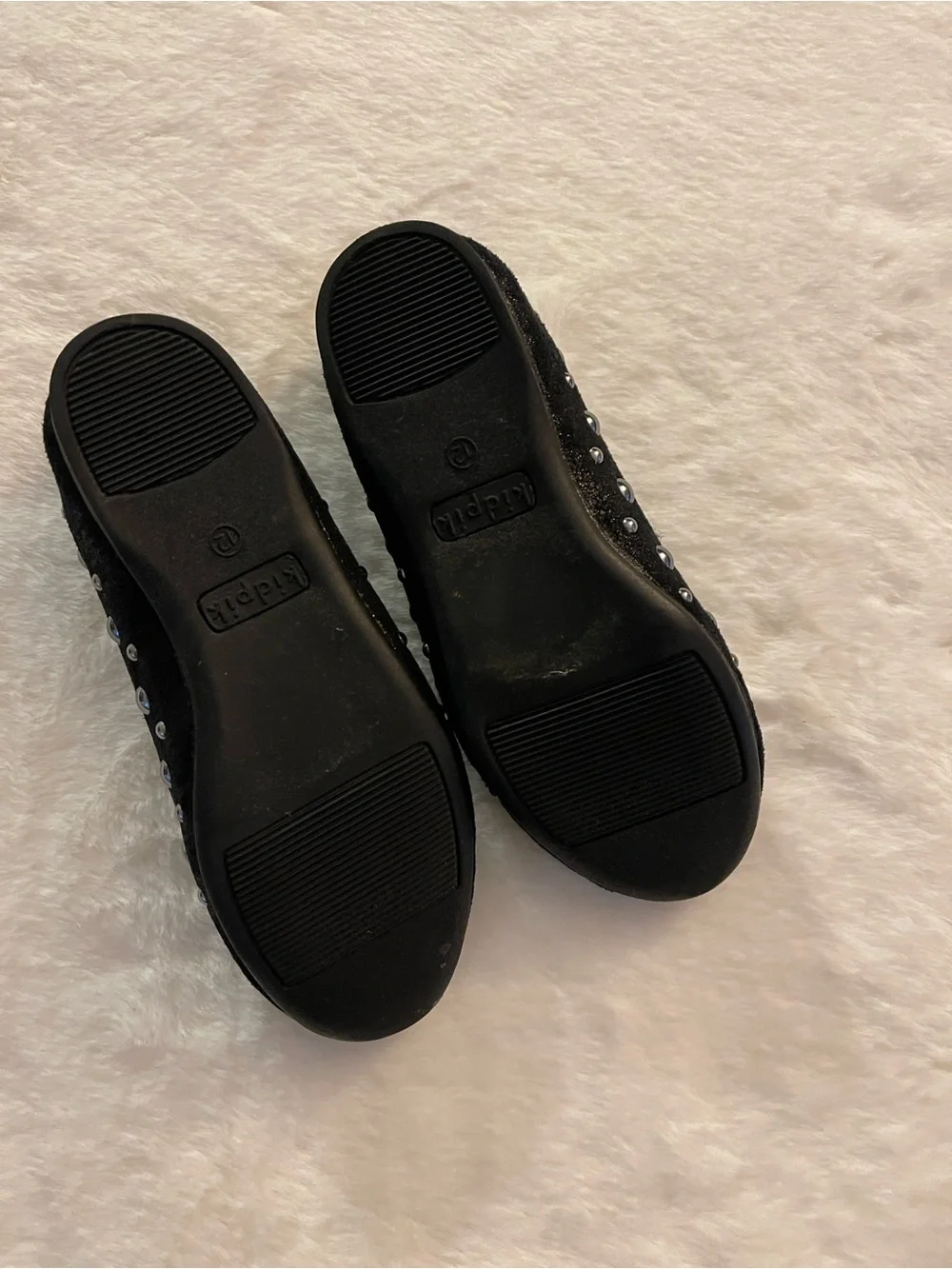 Kidpik Black Studded Round-Toe Ballet Flats SZ 12